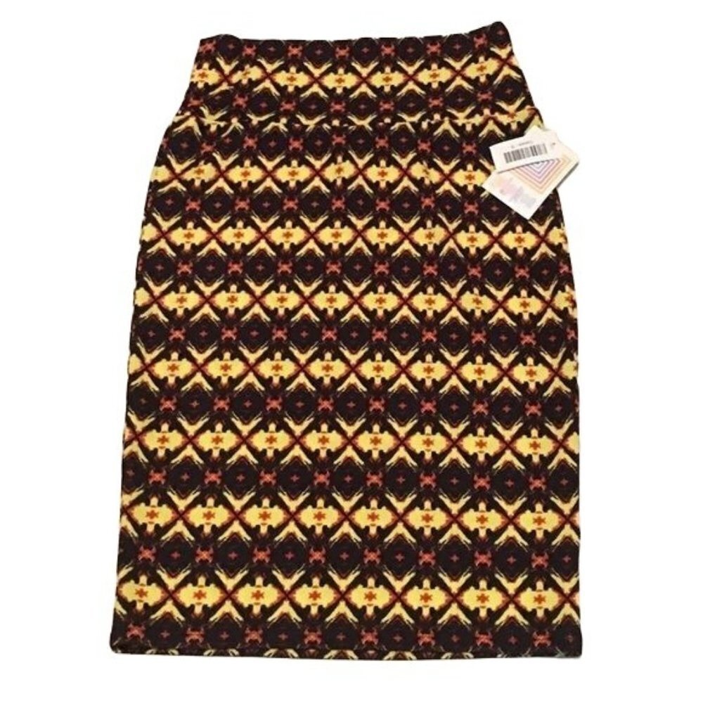 LuLaRoe Cassie Pencil Skirt Blue and Yellow Small